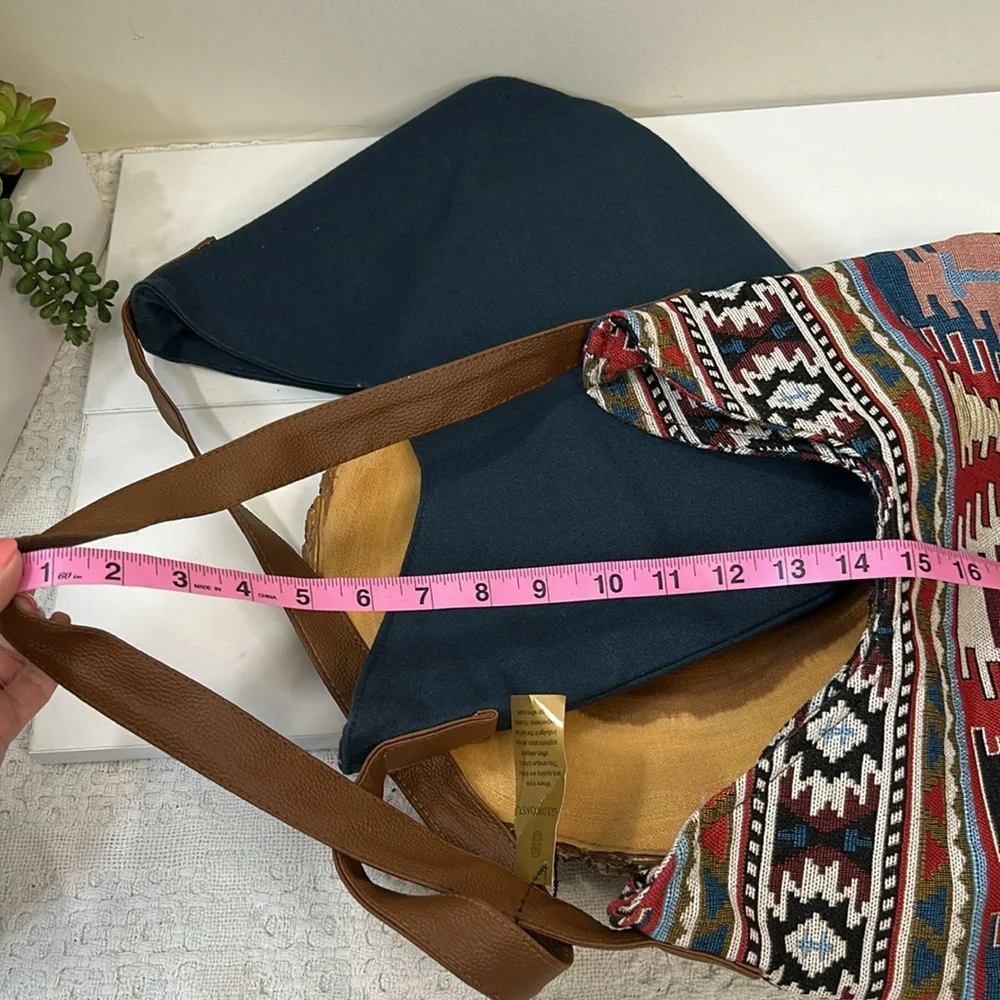 Boho Aztec Pattern Shoulder Bag with Brown Strap - Unbranded